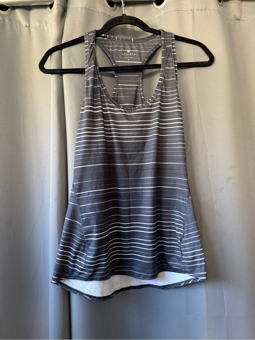 Athleta Gray and White Striped Racerback Tank